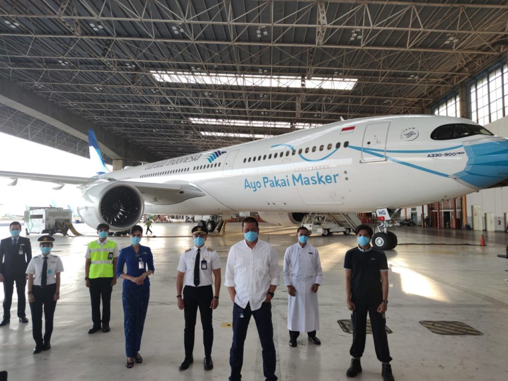 Dukung Gerakan Ayo Pakai Masker Garuda Indonesia Luncurkan Livery Pesawat Bermasker Pertama